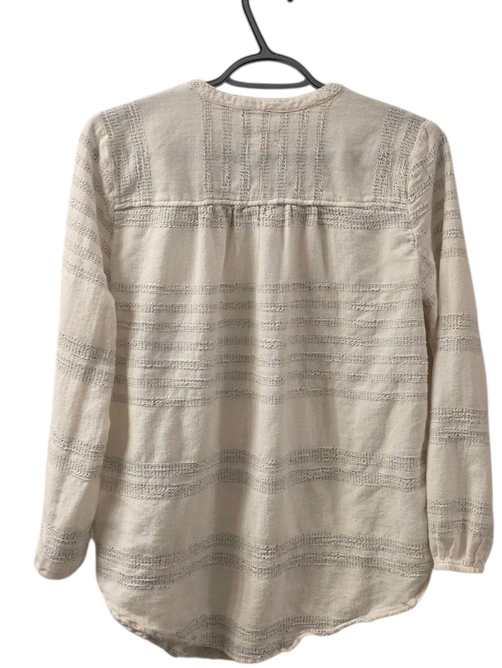Lou & Grey Cream Textured Split Neck Blouse Size S - Picture 4 of 4